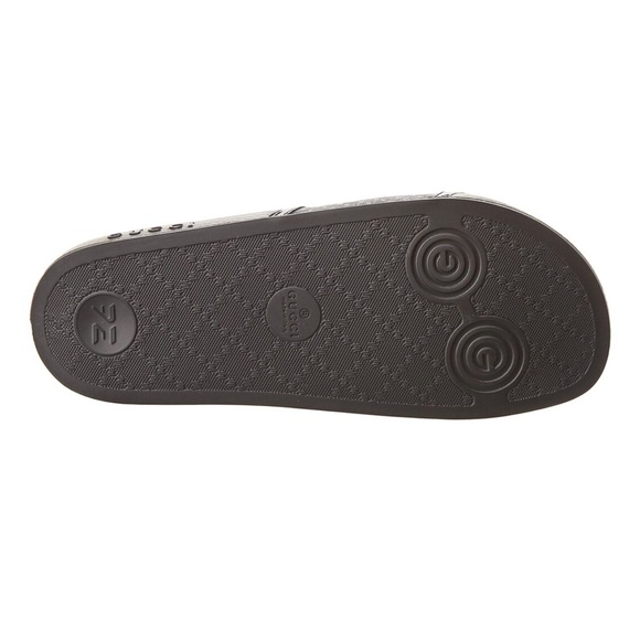 GUCCI X SEGA Supreme Canvas GUCCY Stars Womens Slide Sandals 39 Black Gold - Picture 3 of 10